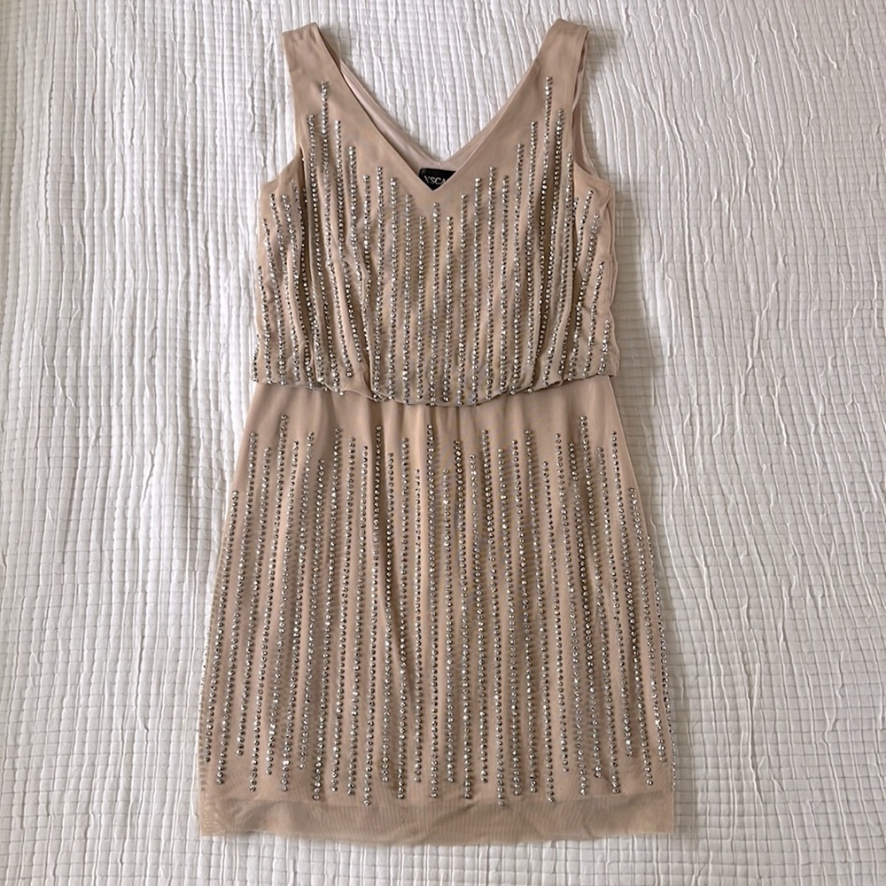 Nude Dress With Silver Beads